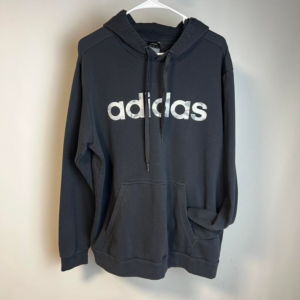 Adidas Men's Black and Grey Hoodie